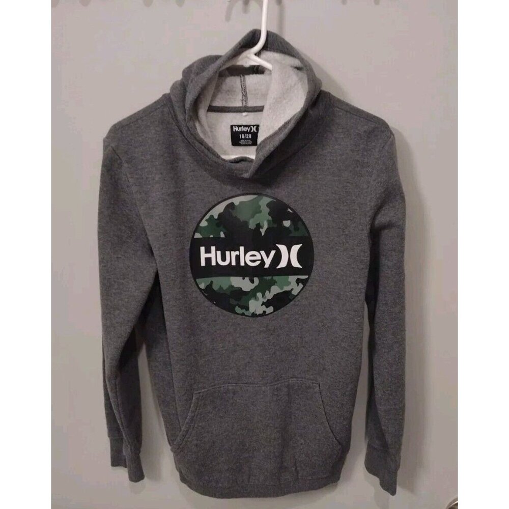 Size 18 / 20 VG Cond.  Hurley Youth Fleece Pullover Hoodie Gray *Pls. Read